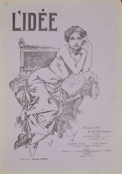 null Lot de 6 revues d'art et littérature L'IDEE, couvertures illustrées par MUCHA,...