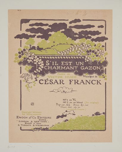null Georges AURIOL (1863-1938)
lot of 3 posters :
- LE VILLAGE, for piano and song.
Poster...