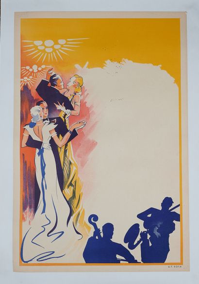 null ANONYMOUS. 
Couples of dancers. 
Poster before the letter lithographed in colors...