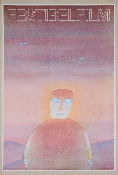 null Jean-Michel FOLON (1934-2005).
FESTIBELLEFILM. 
Affiche imprimée couleurs, contrecollée...