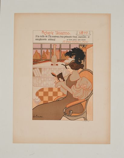 null Georges DE FEURE (1868-1943). 
OCTAVE UZANNE 1897. 
Affiche lithographiée couleurs,...