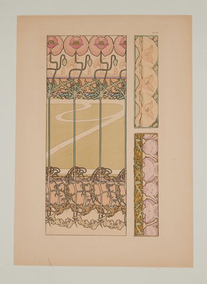 null Alfons MUCHA (1860-1939). 
Projet décor floral décoration intérieure : Documents...