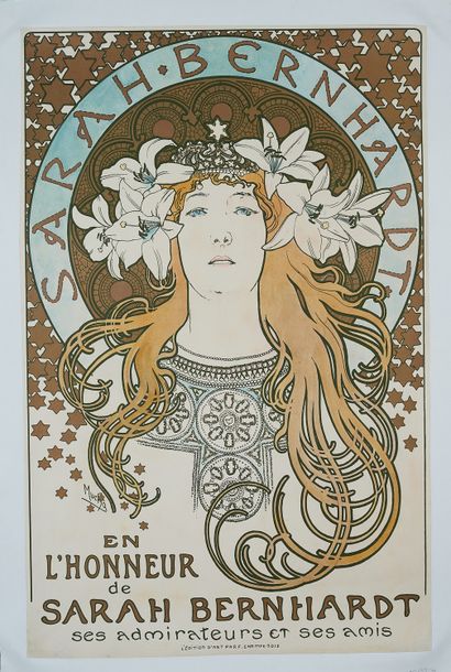 null Alfons MUCHA (1860-1939). 
TRIBUTE TO SARAH BERNHARDT. 
Poster lithographed...