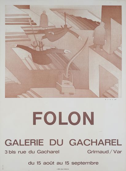 null Jean-Michel FOLON (1934-2005). 
FOLON. GALERIE DU GACHAREL, 1978.
Affiche imprimée...