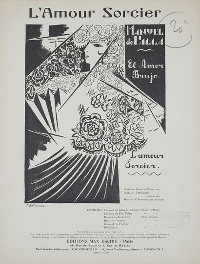  Natalia GONTCHAROVA (1881-1962).
L'AMOUR SORCIER. 
Partition musicale, éditions... Gazette Drouot