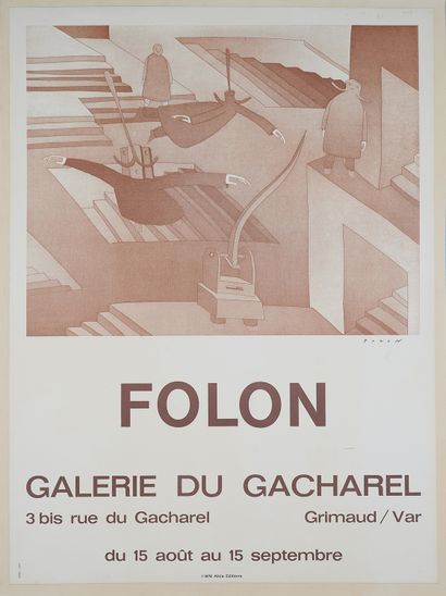 null Jean-Michel FOLON (1934-2005). 
FOLON. GALERIE DU GACHAREL, 1978.
Affiche imprimée...