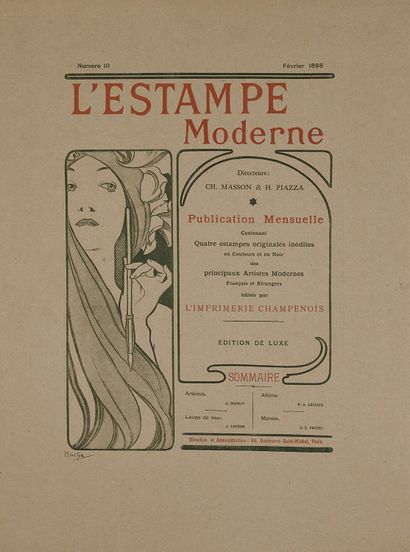 null Alfons MUCHA (1860-1939). 
L'ESTAMPE MODERNE, Numéro 10 Février 1898.
Couverture...