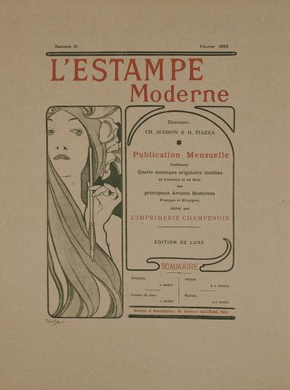 null Alfons MUCHA (1860-1939). 
L'ESTAMPE MODERNE, Number 10 February 1898.
Cover...