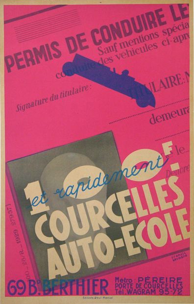 Francis BERNARD (1900-1970). 
PERMIS DE CONDUIRE...