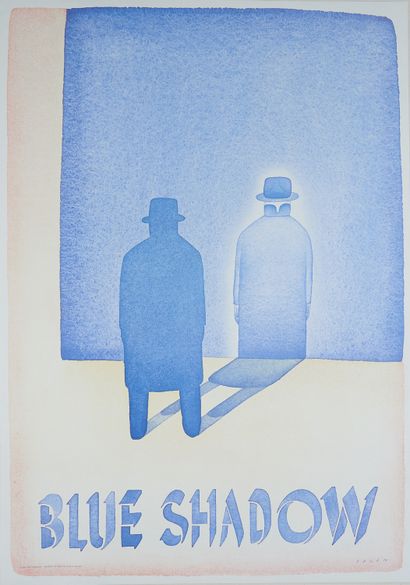 null Jean-Michel FOLON (1934-2005). 
BLUE SHADOW, 1980. 
Affiche imprimée couleurs,...