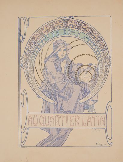 null Alfons MUCHA (1860-1939). 
NOEL - AU QUARTIER LATIN, 1900.
Affiche lithographiée...