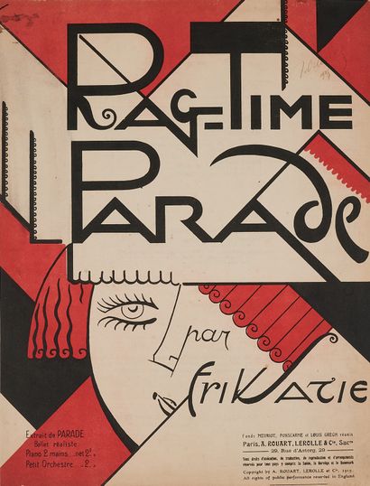null Georges DOLA (1872-1950) 
RAG-TIME PARADE par Erik Satie, 1919.
Affiche lithographiée...