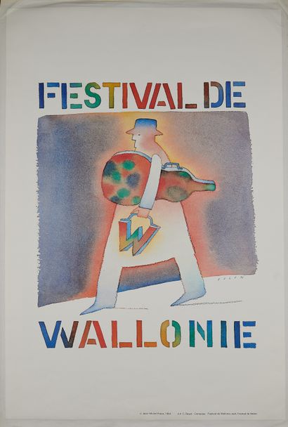null Jean-Michel FOLON (1934-2005). 
FESTIVAL DE WALLONIE, 1984.
Affiche imprimée...
