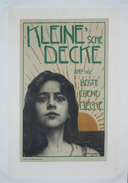 null Hans UNGER (1872-1936) 
KLEINE' SCHE DECKE, 1897. 
Poster lithographed in colors,...