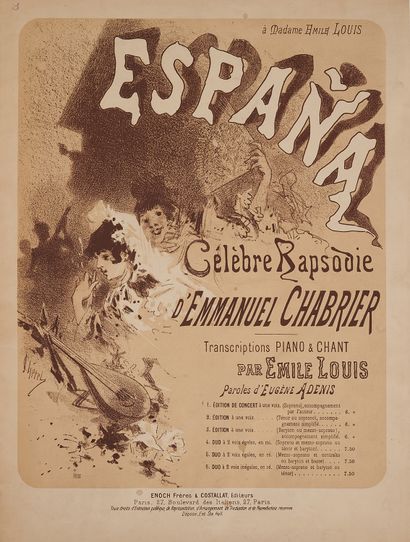 null Jules CHERET (1836-1932). 
ESPANA, CELEBRE RAPSODIE by Emmanuel Chabrier
Two...