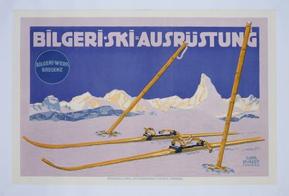 null Carl KUNST (1884-1912). 
BILGERI-SKI-AUSRUSTUNG. 
Affiche lithographiée couleurs,...