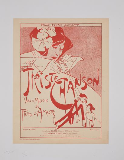 null Victor MIGNOT (1872-1944). 
Triste Chanson.
Affiche lithographiée couleurs,...