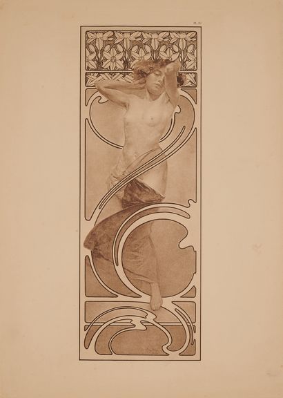 null Alfons MUCHA (1860-1939). 
Femme nue : Documents décoratifs PL.10. Planche lithographiée...