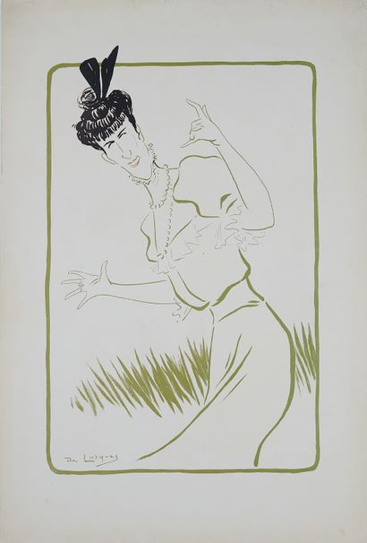 null Daniel DE LOSQUES (1880-1915).
Elegante. 
Color lithograph signed in the lower...