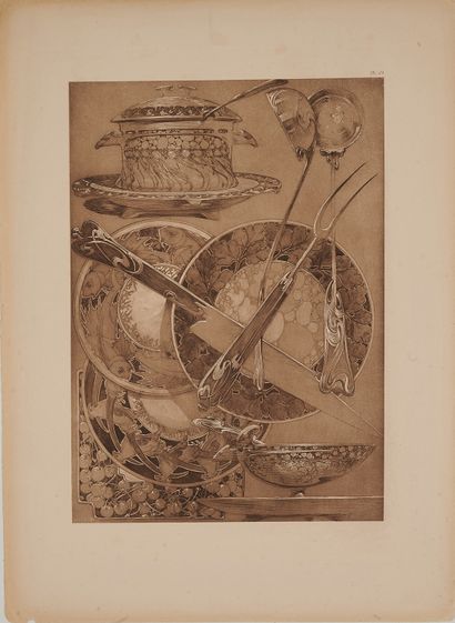null Alfons MUCHA (1860-1939). 
Silverware: Decorative documents PL.59. Lithographed...
