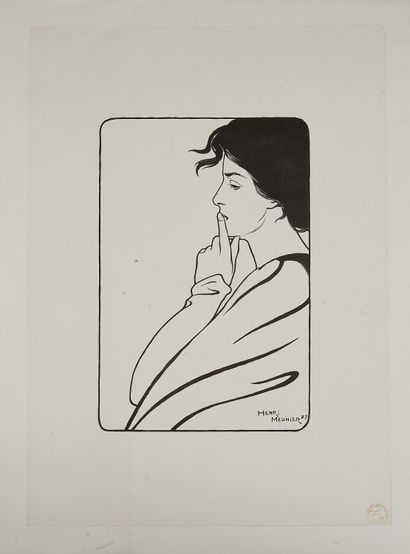 null Henri MEUNIER (1873-1922). 
HOUR OF SILENCE, 1897.
Lithographed print in black,...