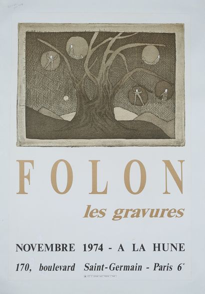 null Jean-Michel FOLON (1934-2005). 
FOLON. LES GRAVURES. NOVEMBRE 1974. A LA HUNE....