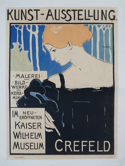 null Alfred MOHRBUTTER (1867-1916). 
KUNST-AUSSTELLUNG. CREFELD, 1897. 
Affiche lithographiée...