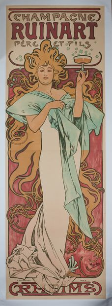 null Alfons MUCHA (1860-1939).
CHAMPAGNE RUINART FATHER AND SON. 
Poster lithographed...