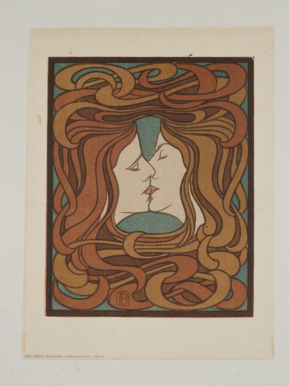 null Peter BEHRENS (1868-1940).
LE BAISER. 
Lithographie originale, Sechsfarbiger...