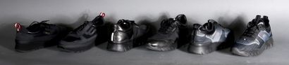 null *BALLY (légères usures)

- Paire de sneakers Brandos en coton noir et gris,...