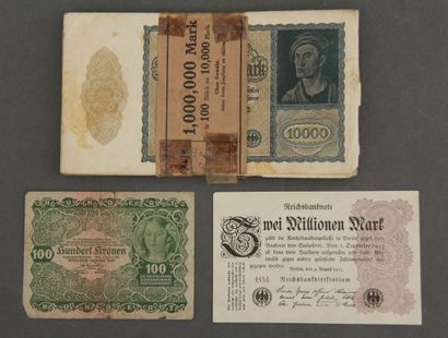 null Germany - AUSTRIA

- Lot of about 98 bills of 10000 mark 1922 (stains, folds)

-...
