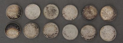 null Twelve pieces of 5 FF Semeuse in silver