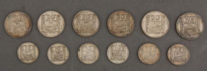 null France

Six coins of 20 FF and six coins of 10 FF Turin in silver