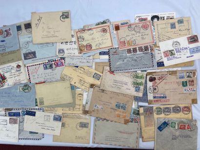 null 1 Lot: Whole World: Set of letters sent by plane, franked by stamps of all countries,...