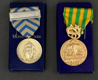 null *Lot :

- Médaille commémorative de l'expédition d'Indochine

- Médaille de...