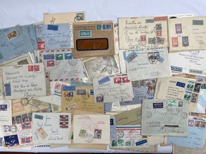null 1 Lot: Whole World: Set of letters sent by plane, franked by stamps of all countries,...