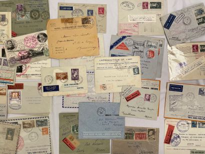 null 1 Lot: France: Set of letters having circulated by plane of which crashed, rocket...
