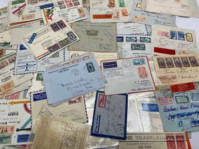 null 1 Lot : 	Colonies Françaises : Ensemble de lettres envoyées par avion, à destination...