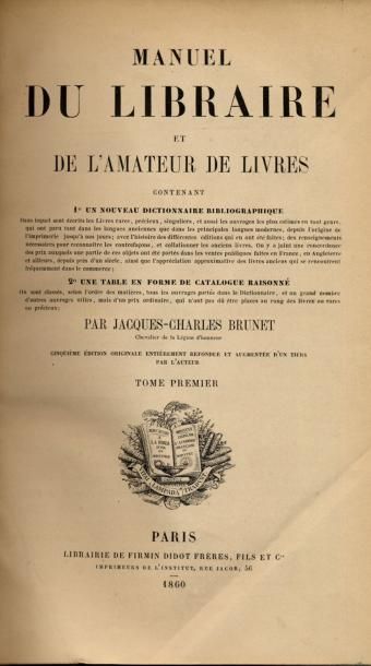 J. C. BRUNET Manuel du libraire et de l'amateur de livres. Firmin Didot, 1860. 6...