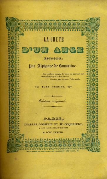 ALPHONSE DE LAMARTINE La Chute d'un ange. Charles Gosselin & W. Coquebert, 1838....