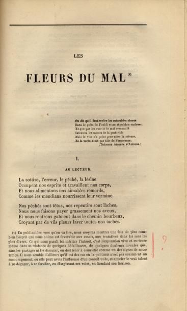 CHARLES BAUDELAIRE Les Fleurs du mal. La revue des deux mondes, 1er juin 1855. Préoriginale...