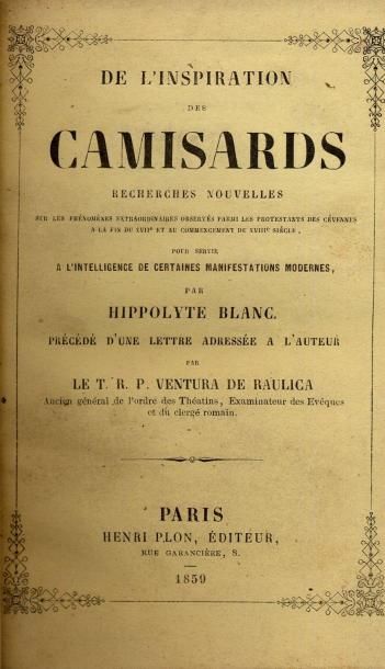HIPPOLYTE BLANC De l'inspiration des camisards. Henri Plon, 1859. In-12, demi chagrin....