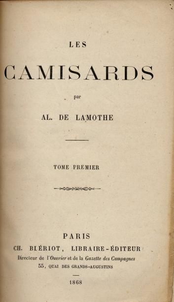 AL. DE LAMOTHE Les Camisards. Illustrations en noir. Ch. Blériot, 1868. Trois volumes...