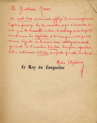 MARC STÉPHANE Le Roy du Languedoc. Cabinet du pamphlétaire, 1911. In-12 br. É. O....