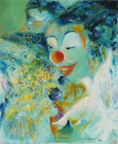 null A. BISSERET
Clown
oil on canvas signed lower right dated 04
46 x 38 cm.