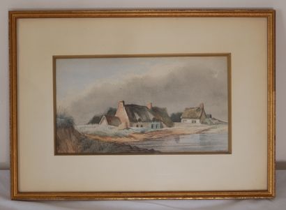 null French school
Cottage near a river
Watercolor signed lower right
14 x 25 cm.
Two...