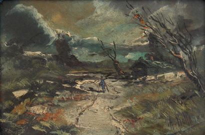 null A. ROLLAND
Animated landscape before the storm
Oil on isorel signed lower right
10,5...