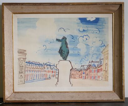 null Raoul DUFY (1877-1953)
Versailles, the statue of Louis XIV
Lithograph in colors,...