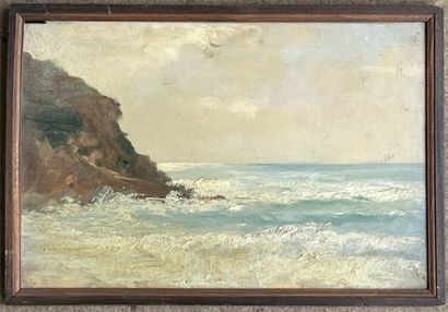 null Lot :
-Modern school
Edge of a cliff
Oil on panel
27 x 41 cm. (accident to the...
