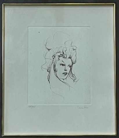 null Leonor FINI (1907-1996)
Portrait
Engraving signed lower right, numbered 235/275
26,5...